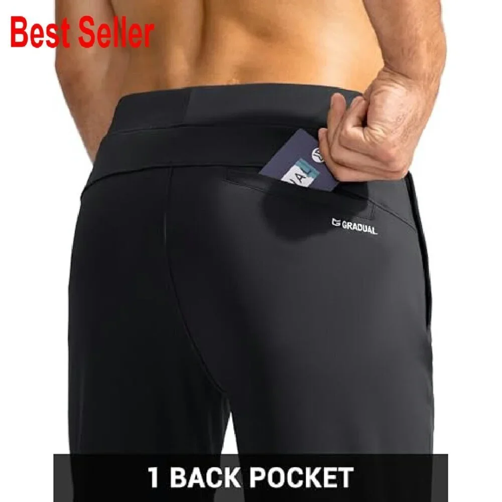 Men's Golf Joggers Slim Fit Stretch Track Pants Zipper Pockets Classic